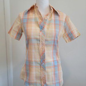 Vintage Women's Short Sleeve Button Front Plaid Shirt Bobbie Brooks